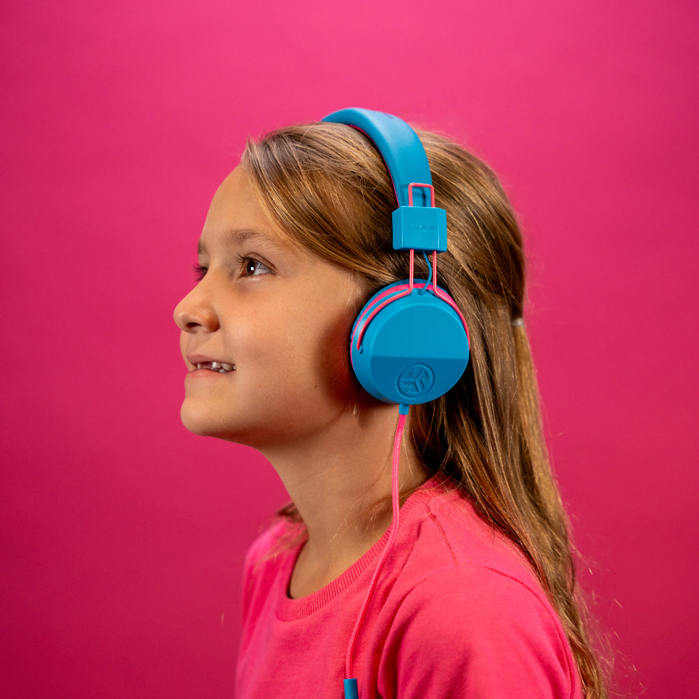 JBuddies Studio On-Ear Kids Wired Type-C Headphones Blue/Pink - Image 2