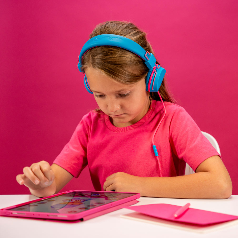 JBuddies Studio On-Ear Kids Wired Type-C Headphones Blue/Pink - Image 5