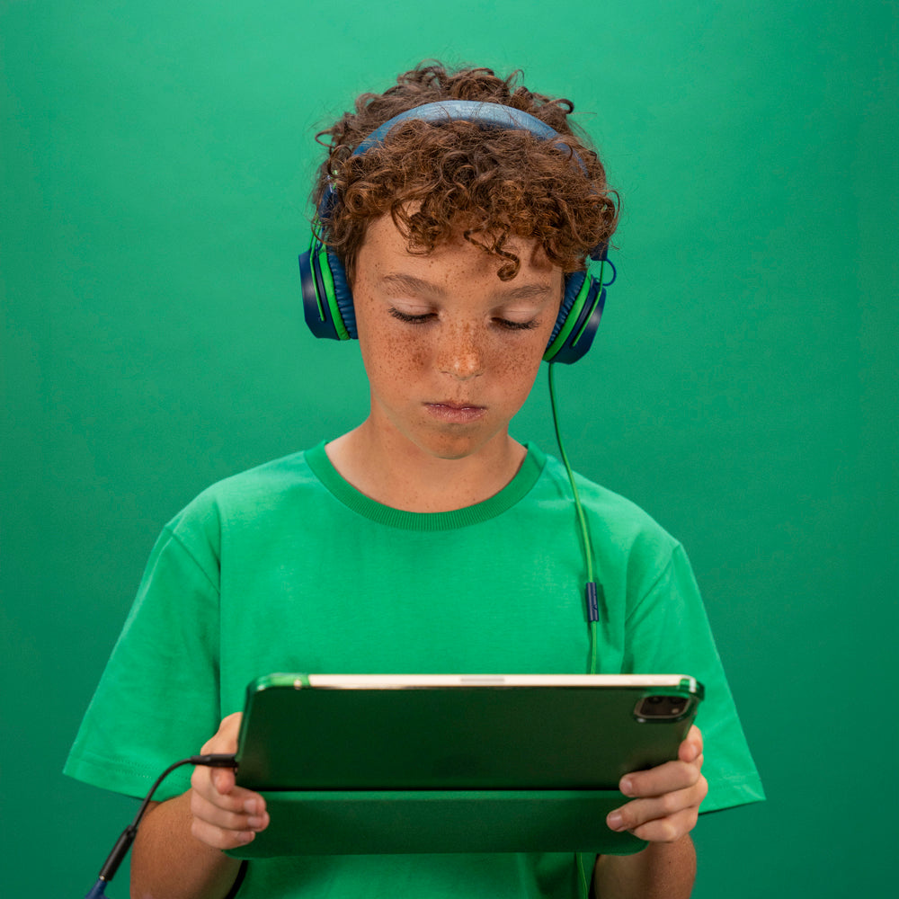 JBuddies Studio On-Ear Kids Wired Headphones Blue/Green - Image 4